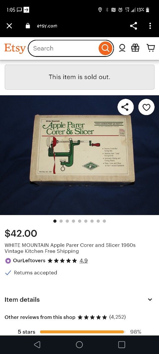 White Mountain Apple Parer, Corer And Slicer