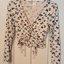 No Boundaries Shirt Women's Juniors Small 3-5 Butterflies 