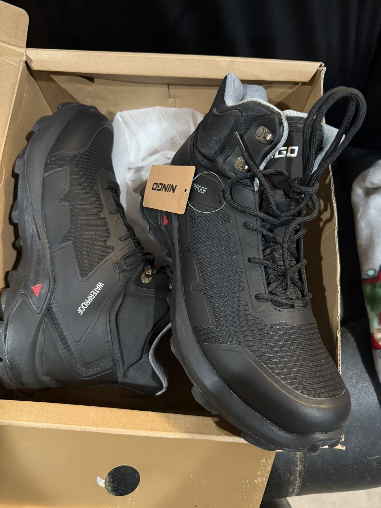 NINGO Men's Hiking Boots Waterproof Hiking Shoes Trail Shoes Lightweight Trekking Boots Comfortable Breathable Outdoor Boot Mid Ankle Boot for Camping