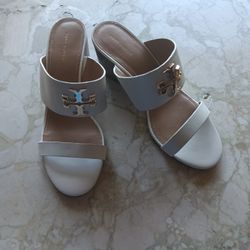 Tori Burch New Sandals White W/Gold