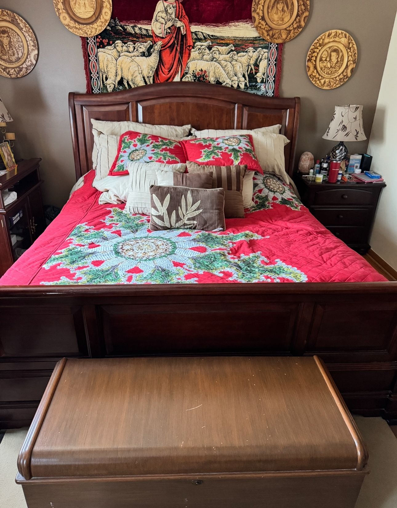 King Size Cherry Sleigh Beds At High-End