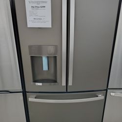 $1599(MSRP$3499) GE French Door Refrigerator With Door Alarm and Turbo Cool 