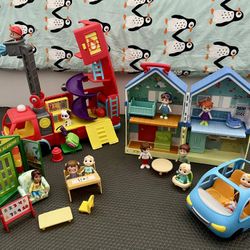 Cocomelon Toy Lot - House Car School Fire truck 