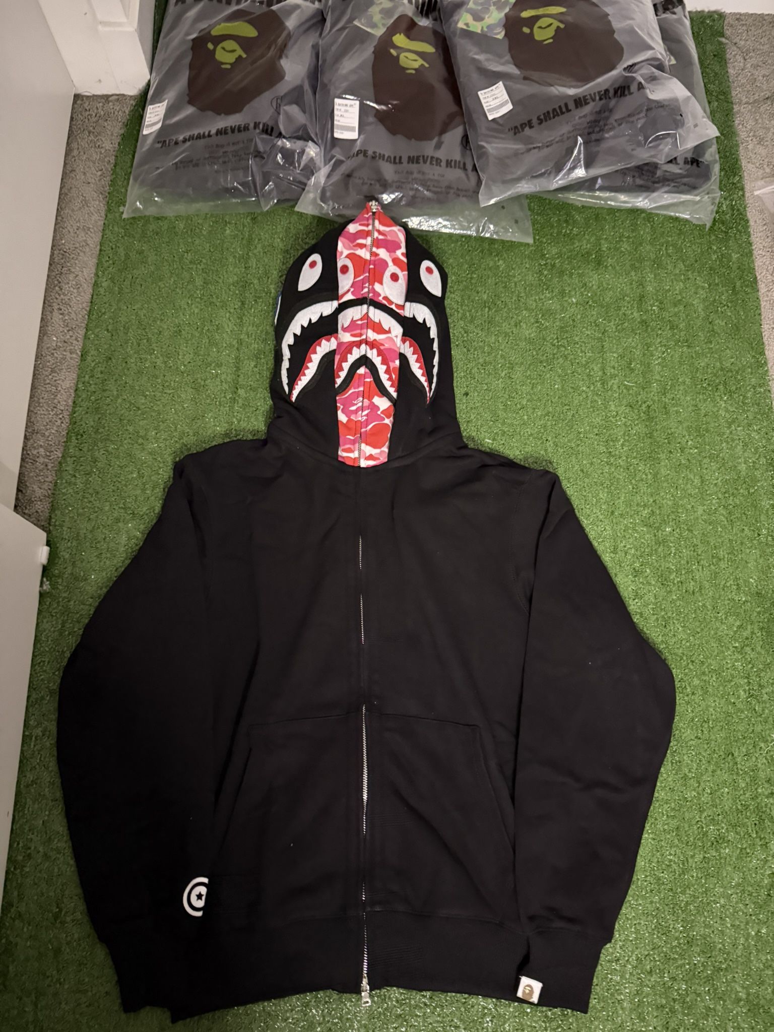 Pink BAPE Shark Hoodie