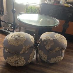 Beautiful Fabric, Soft Chairs Perfect For Small Tables, Foot Rest , Or Just Having For Guests