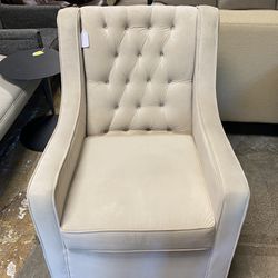 Cream Tufted Button Rocker Swivel Chair 