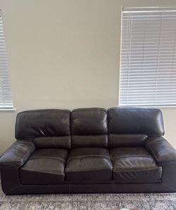 Dark Brown Leather Sofa