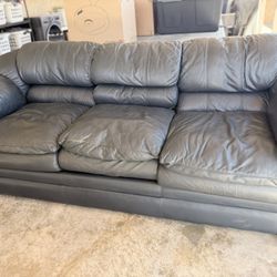 Dark Blue Oversized Leather Couch/Sofa 96” Wide
