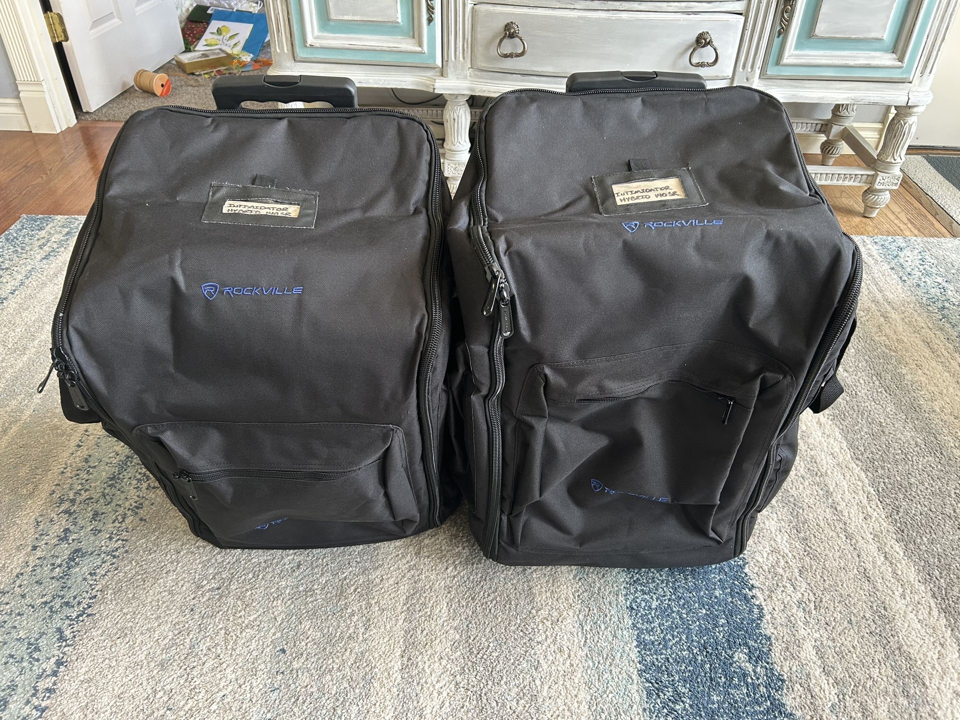 2 Rockville Intimidator Hybrid 140 SR Rolling Cases - Like New