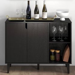 Accent Sideboard Buffet Serving Cabinet with 2 Doors and Shelves Storage Cabinet