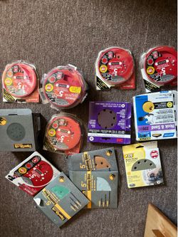 Various 6” random orbital sanding disks open boxes