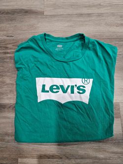 Men’s Levi's XL Graphic T-Shirt Short Sleeve Casual Crew Neck Tee Cotton Top White/ Green