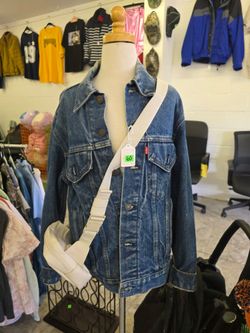 Vintage Levi blue denim trucker jacket,  $60