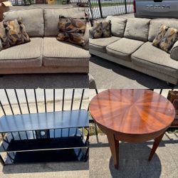 Queen Bed, Sofa, Loveseat and Table 