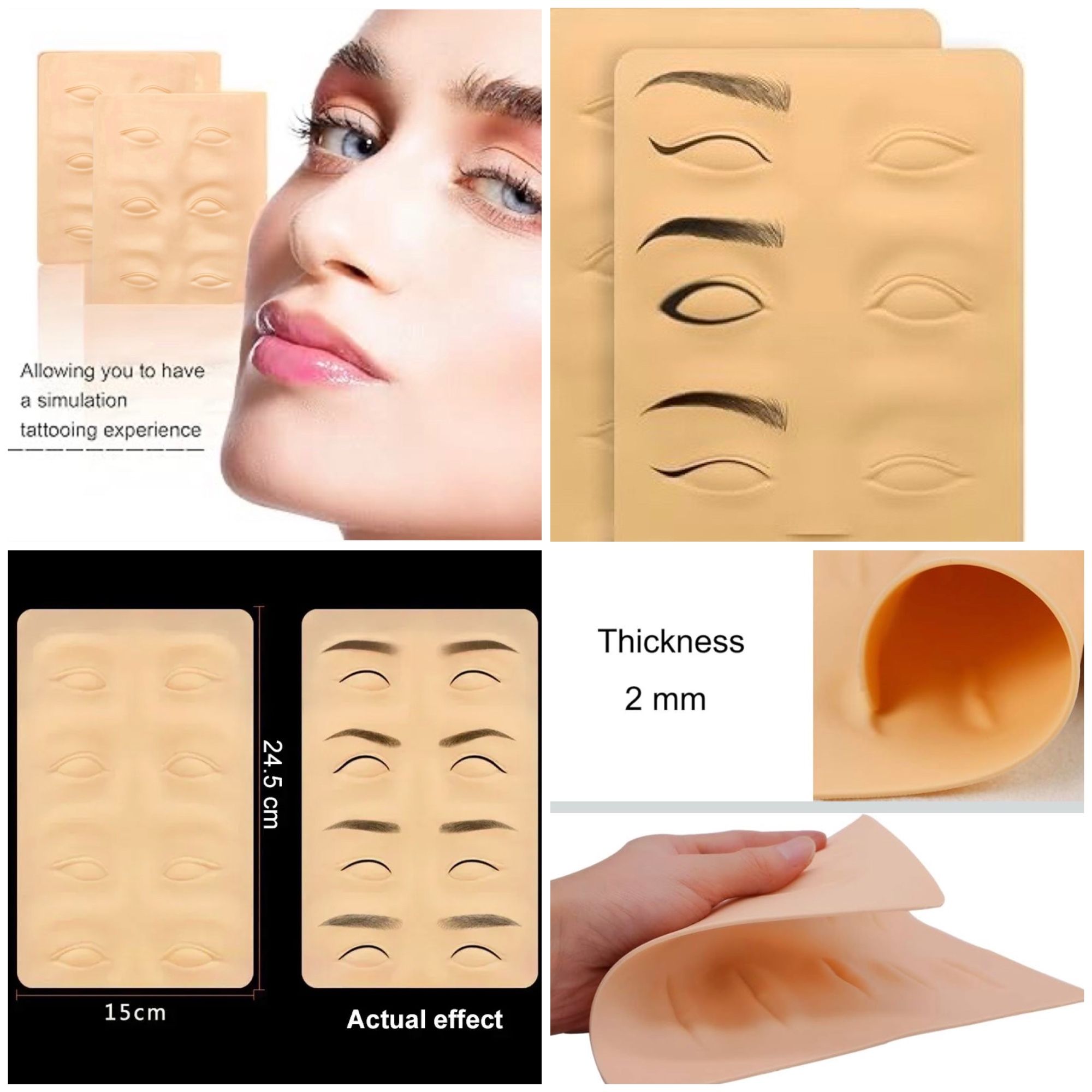 1 Silicone 3D Practice Skin For PMU Eyeliner & Brows Soft Skin-like Texture