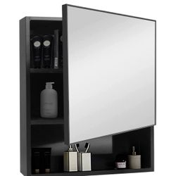 YEPOTUE Mirrored Medicine Cabinet, 23.6" X19.6 Black 