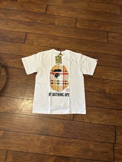 Bape white burberry shirt M