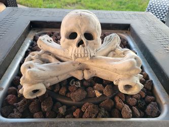 Ceramic Fire Pit Skull & Crossbones Log