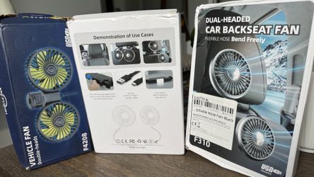 NEW Car Backseat Fans - Dual Head USB Powered - Set of 3