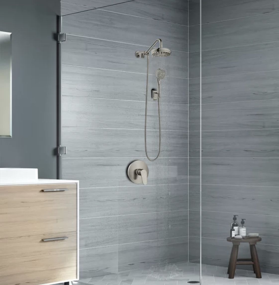 PULSE ShowerSpas 1053-BN Oasis Shower System with 5-Function 7" Showerhead, 6-Function Hand Shower,