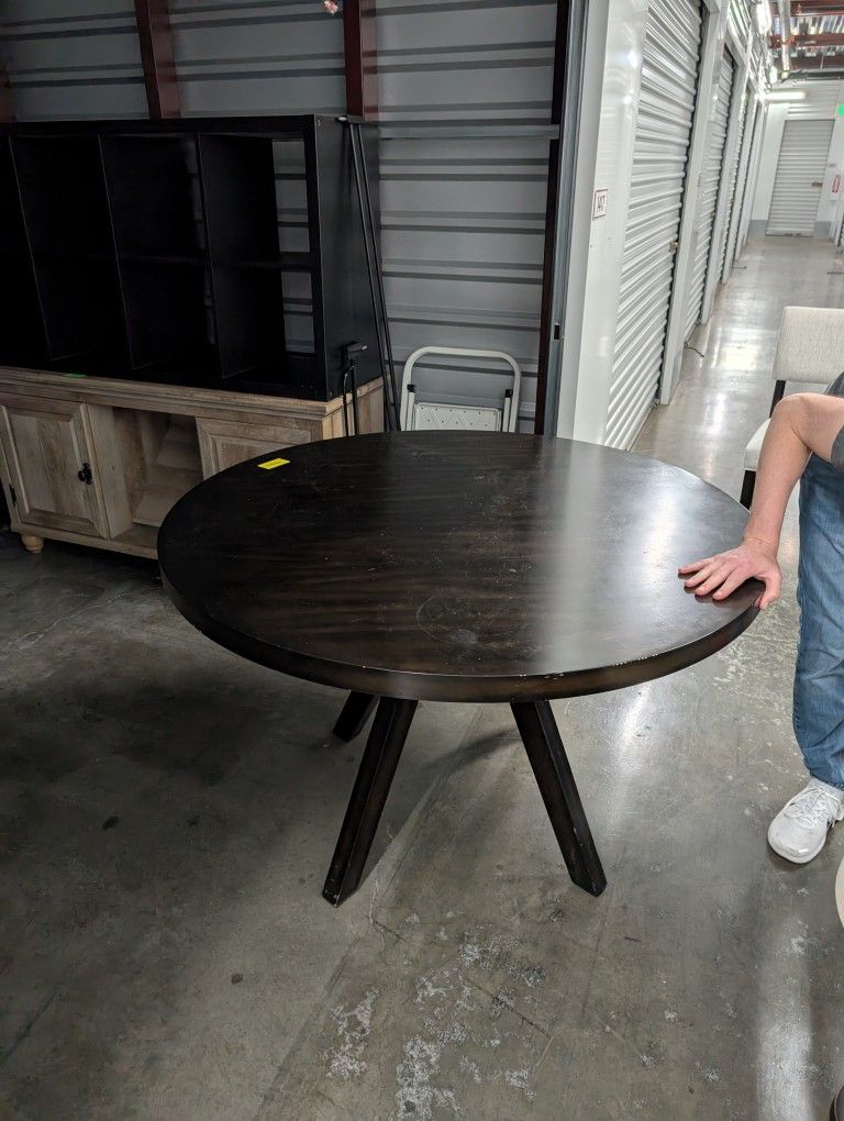 Dining Table, Dark Brown, Circular, Small/Medium, Dining Chairs