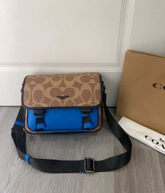 COACH Men's Classic Logo Monogram RACER Crossbody Flap Shoulder Bag Casual Messenger Bag