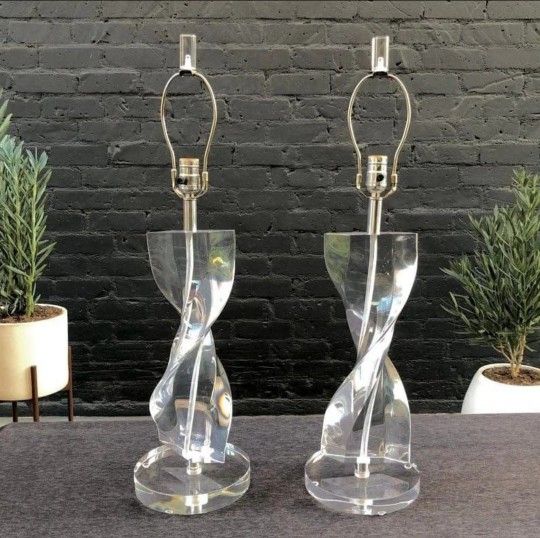 Pair of Mid-Century Modern Lucite Table Lamps by Astrolite - Delivery Available