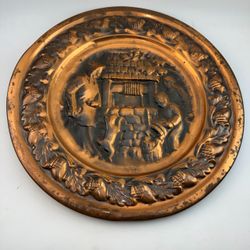 Vintage Copper Embossed Decorative Wall Plate