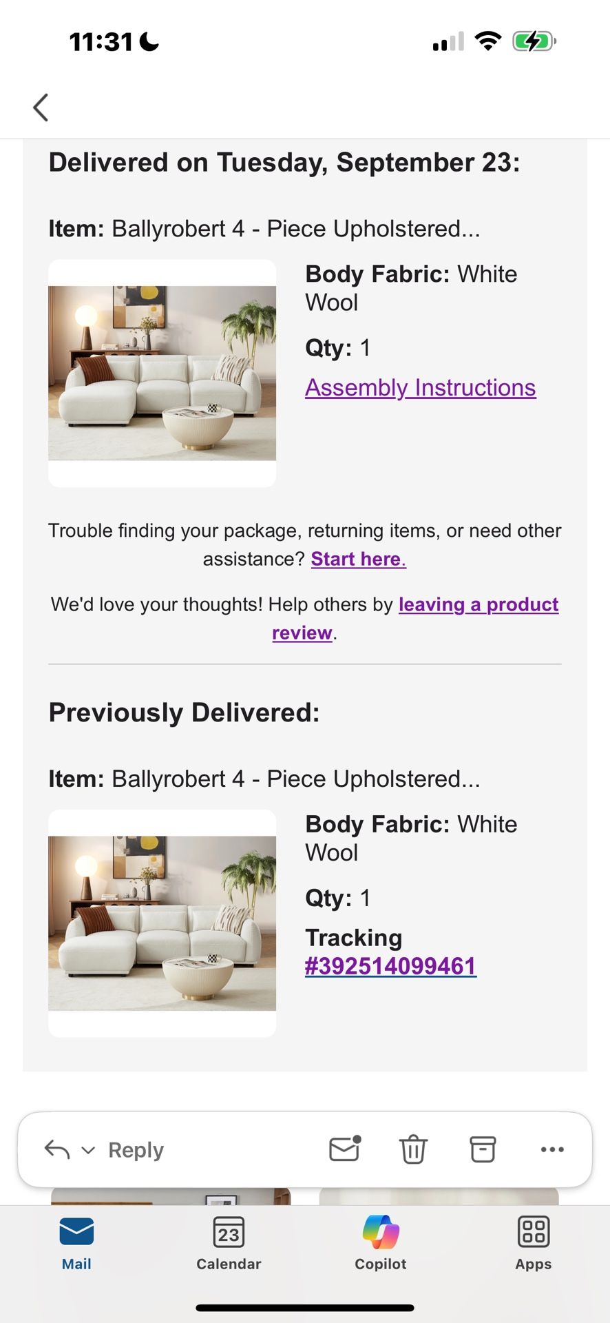 Sectional Couch from Wayfair
