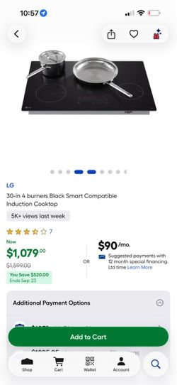 LG 30-in 4 burners Black Smart Compatible Induction Cooktop