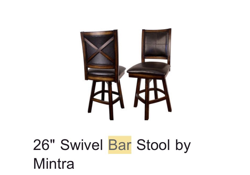 Two 26” Swivel Bar Stools 