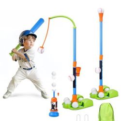 JoyCat 3-in-1 T Ball Sets for Kids 3-5,Toddler Baseball with T Ball Stand,Hanging Tee,Auto Launcher,and 6 Balls,Adjustable Height Sports & Outdoor Pla