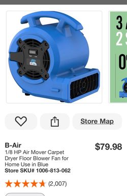 B-Air 1/8 HP Air Mover Floor Blower Fan