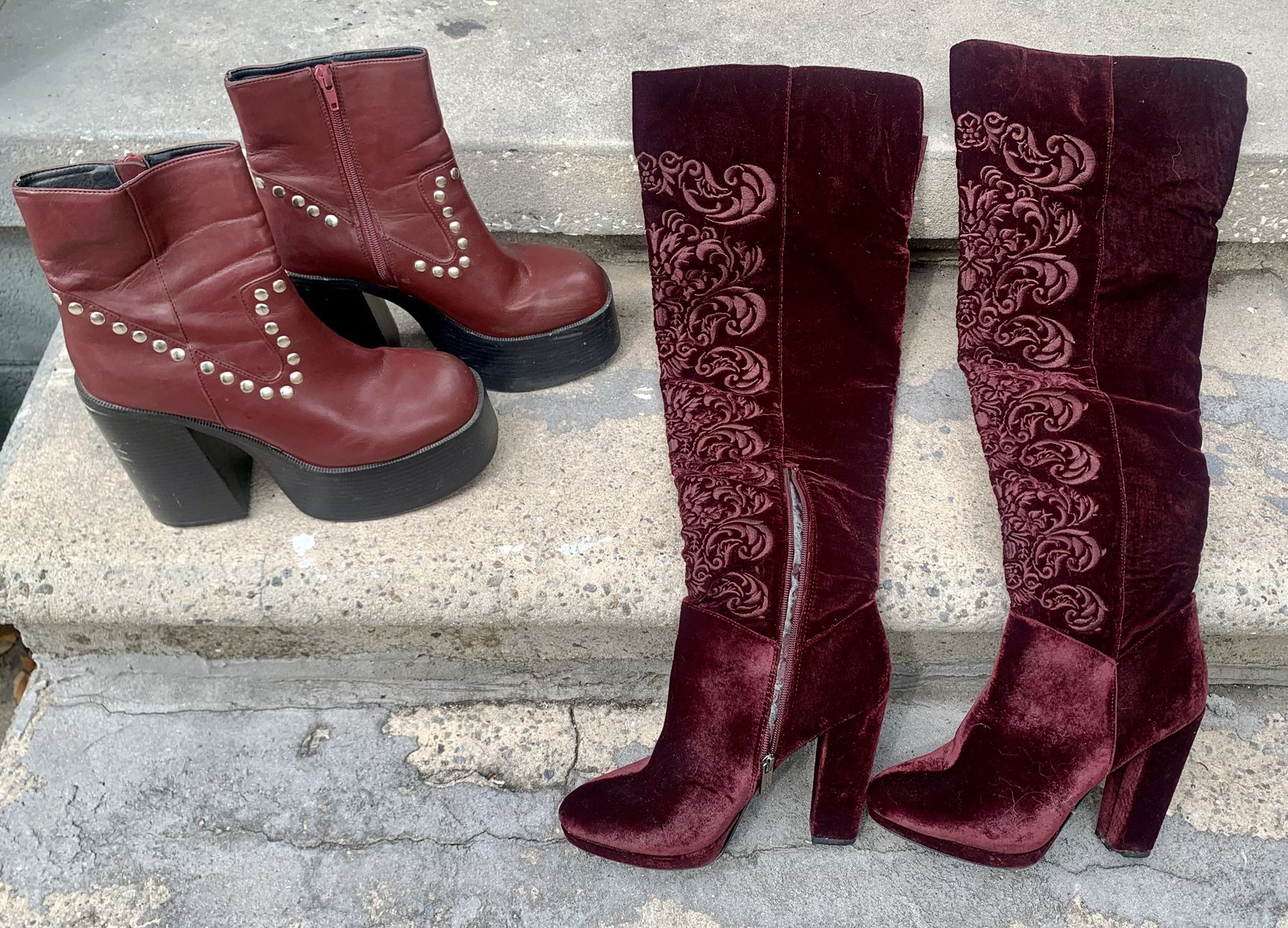 Stylish Maroon Boots ( 8 & 8.5)