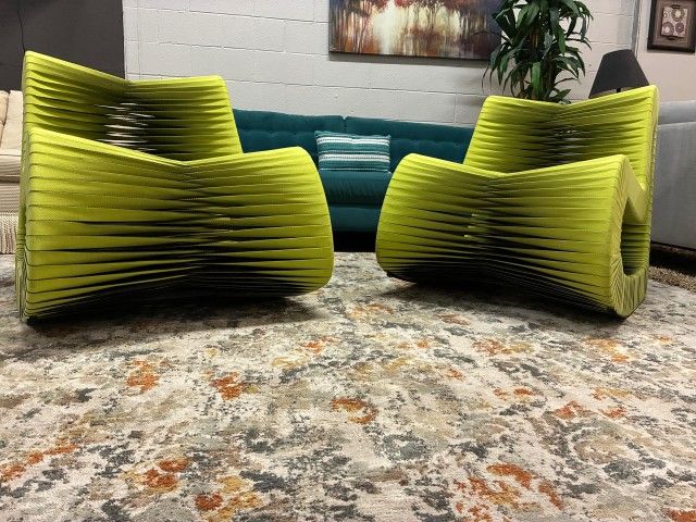 π Pair of Modern Rope-Style Sculptural Chairs