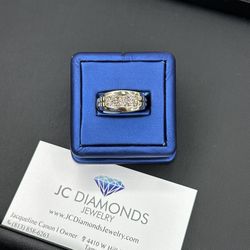 Ring Men Band Diamonds 10k Gold 