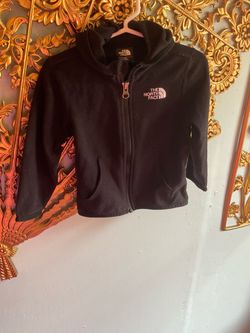 2 black infants lightweight North Face jackets with hoods