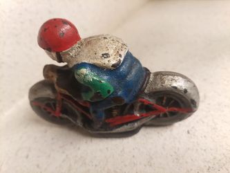 Antique original cast iron motorcycle toy figure