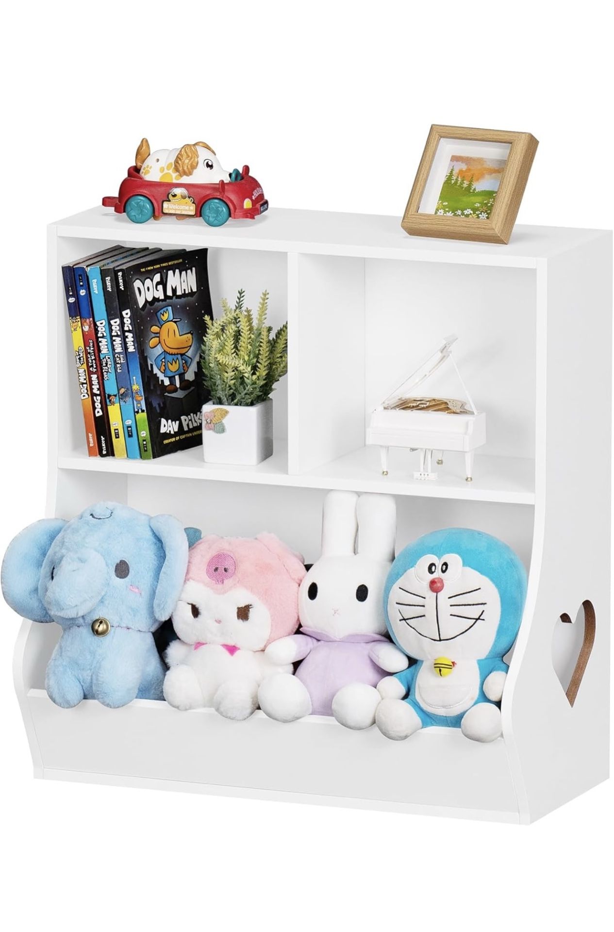 Baby Toddler Bookshelf and Storage Organizer, Kids Cabinet and Bookcase, Wooden 3 Cubby Children Book Shelf for Playroom, Bedroom, Nursery, School 23.