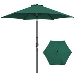 9FT Patio Umbrella 6 Ribs Market Umbrella w/ Push Button Tilt and Crank, Outdoor Garden Table Umbrella for Garden, Deck, Backyard, Pool, Beach
