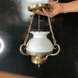 White Milk Glass Hobnail Lamp & 2 Sconces