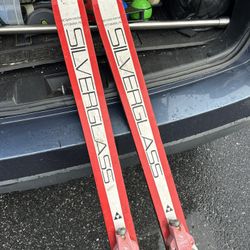1970 Vintage Racing Ski Skis Silverglass Fischer 160