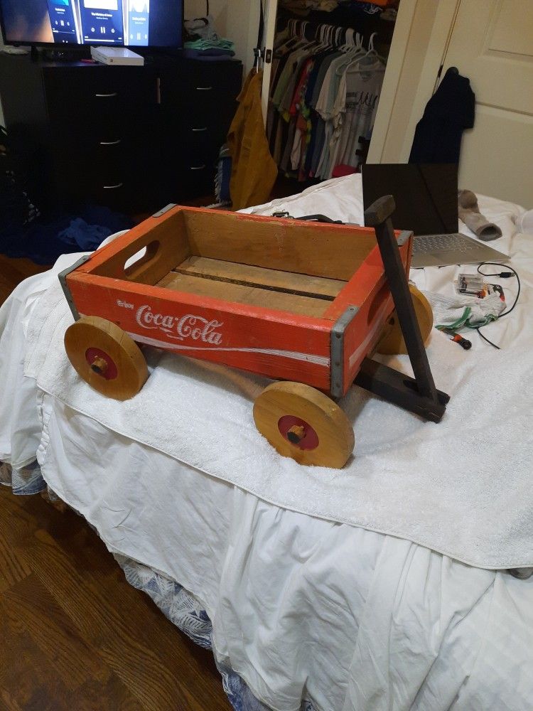 Vintage Coca-Cola Wood Wagon Soda Crate Decor