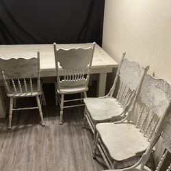 FREE Distressed White Kitchen Table And 5 Chairs