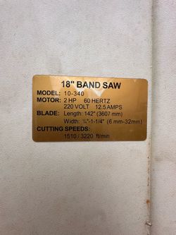 Bandsaw  RIKON Model 10-340  18”