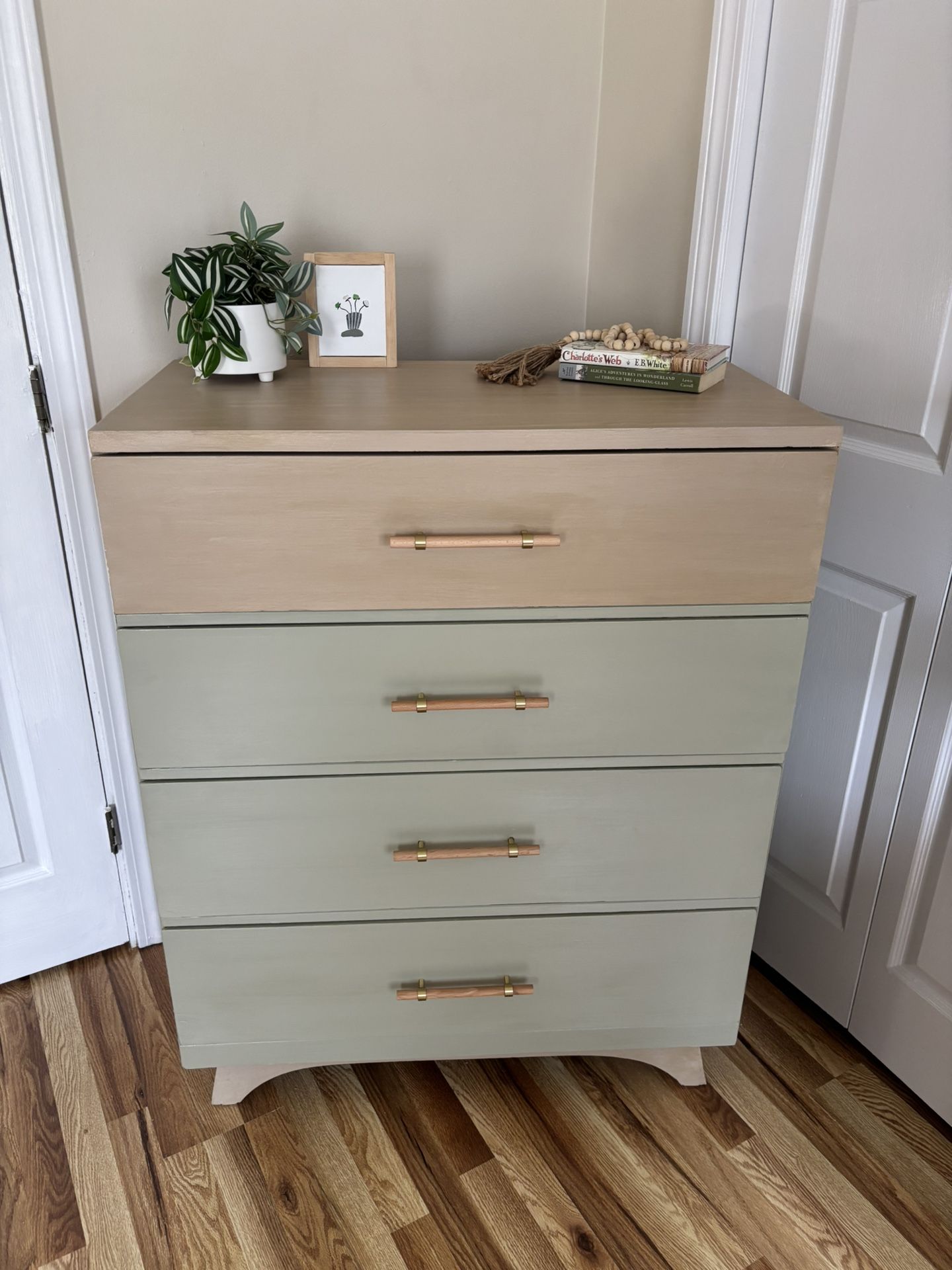 *Delivery Available* Refinished Basil Green Tall Dresser