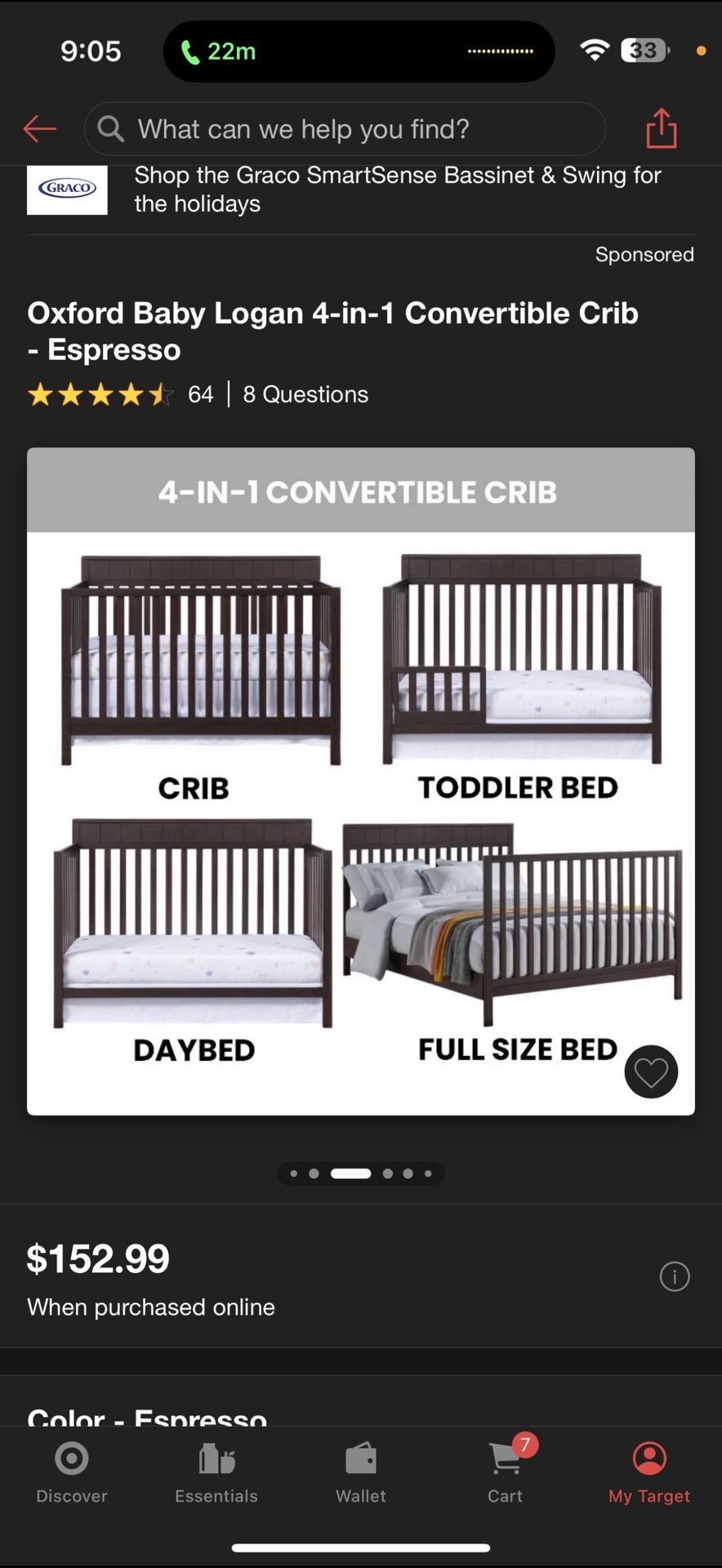 4 In 1 Convertible Crib With Mattress