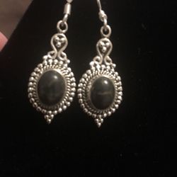 Black turquoise & sterling silver earrings