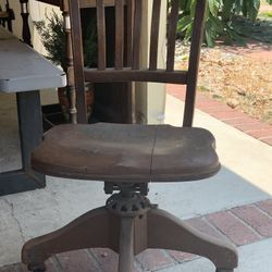 Antique Office Chair Wood Very Heavy 