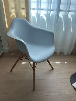 Eames-Style Armchair with Wood Legs